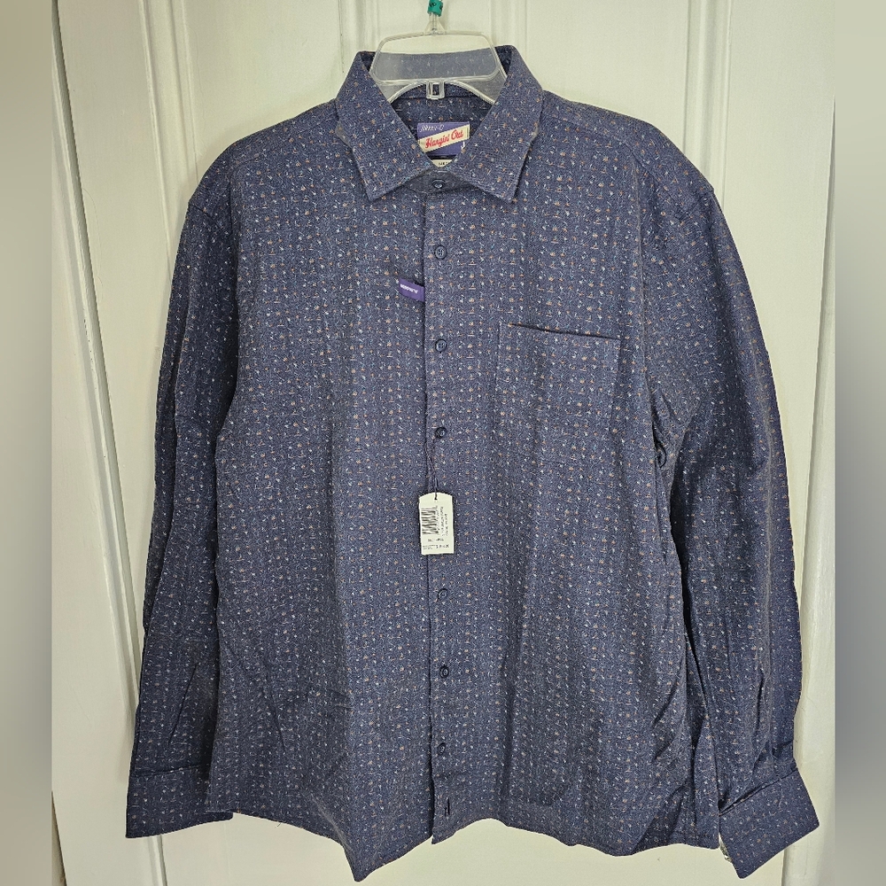 NWT Johnnie-O Hangin' Out Mens Large Pappas Twilight Blue Flannel Shirt JMWL6990